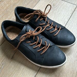 KORK-EASE Paislee Sneaker Women's Size 8 Black Leather Slip-On Cork Inso…